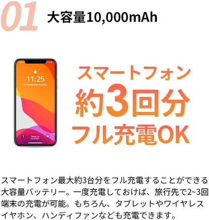 SKYポータブル電源™バッテリー容量10000 mAh